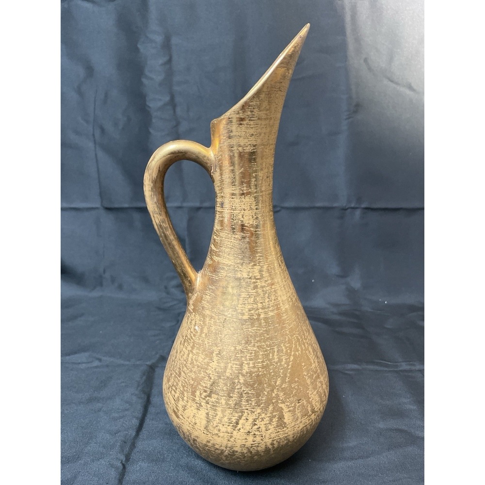 VINTAGE STANGL POTTERY EWER HAND PAINTED GRANADA GOLD PITCHER MID CENTURY